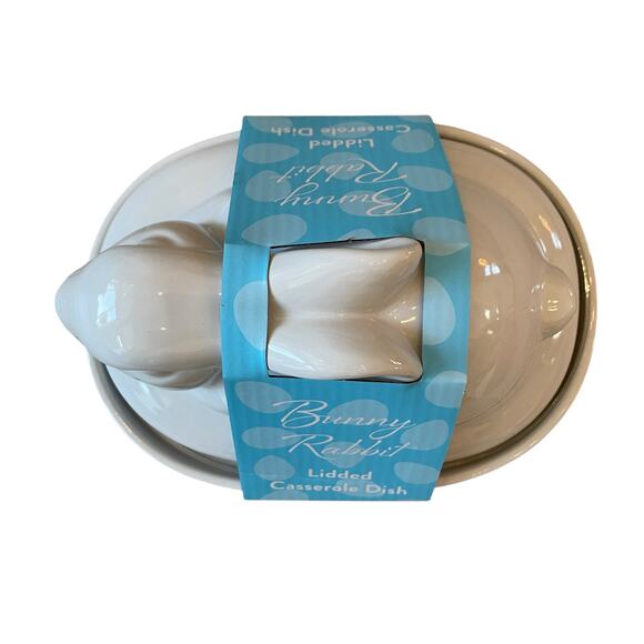 Zrike Brands Easter Bunny Rabbit Lidded Casserole Dish White Ceramic NEW - Picture 6 of 15